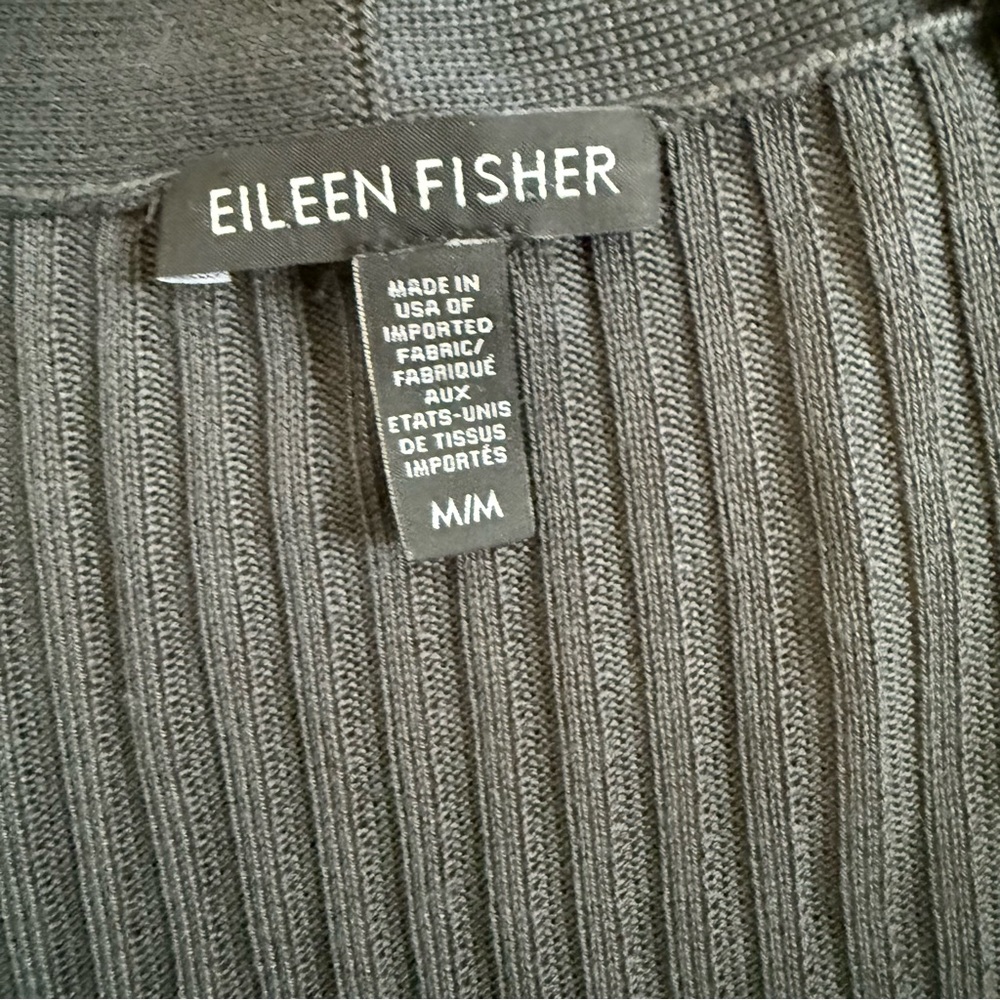 Eileen Fisher Cardigan Charcoal Tencel Cardigan Medium - Picture 2 of 7